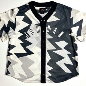 Nike Jordan Sail  Snap Button Men Jersey Top Black /White FB7338-200 Sz XXLT WOW